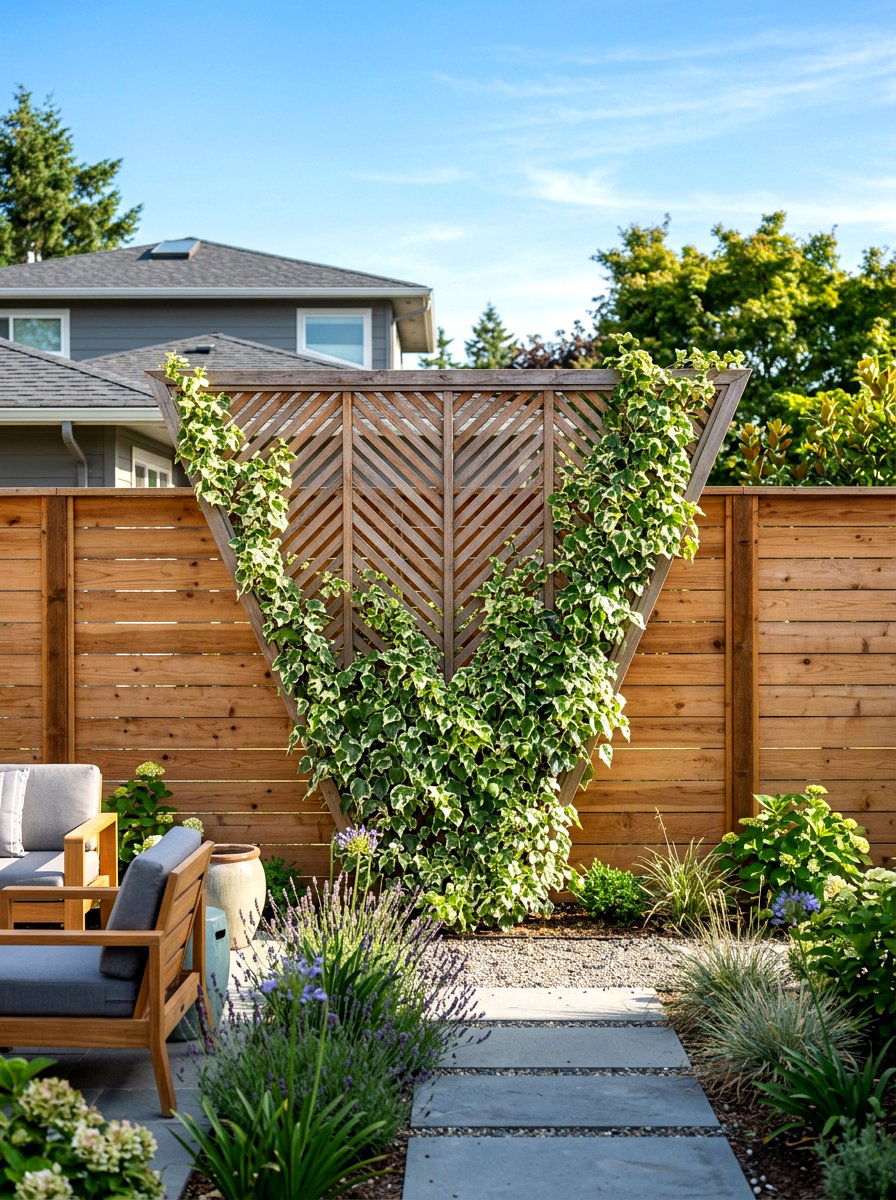 Chevron Wood Trellis - 30 garden trellis ideas
