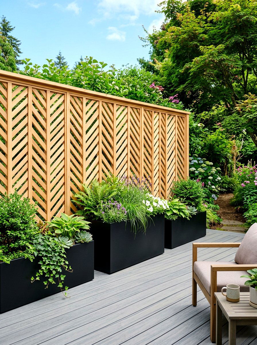 Chevron pattern lattice - 30 lattice screen patio ideas