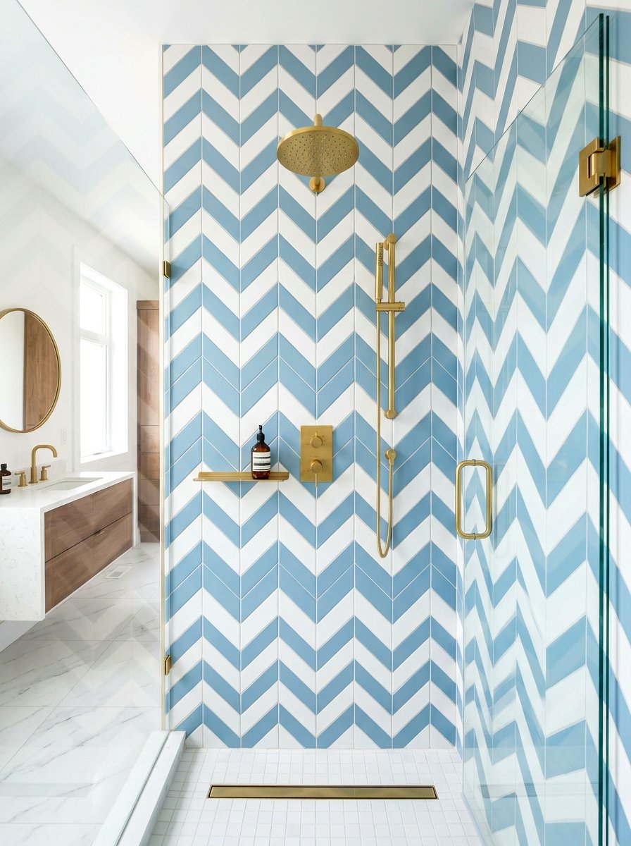 Chevron tile bathroom wall - 30 neo deco bathroom ideas