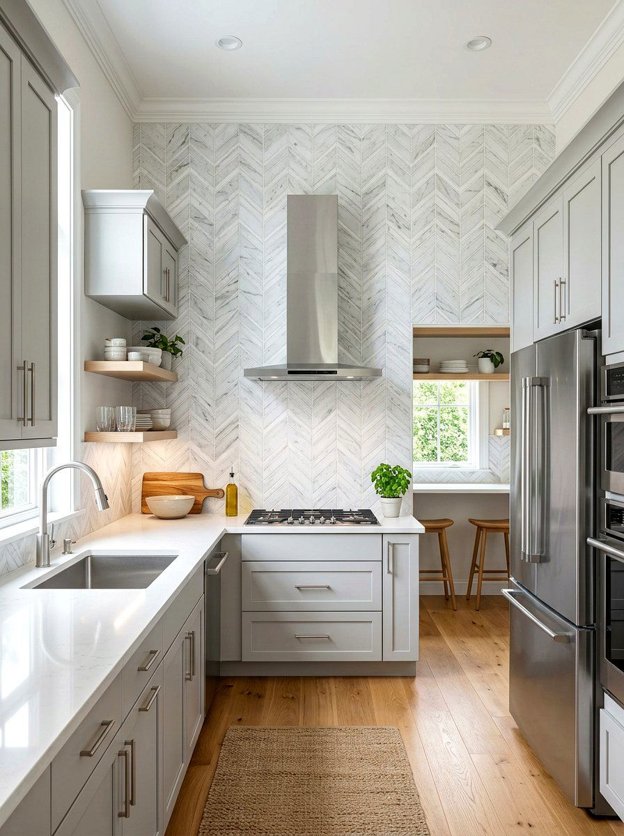 Chevron tile kitchen - 30 full height backsplash ideas