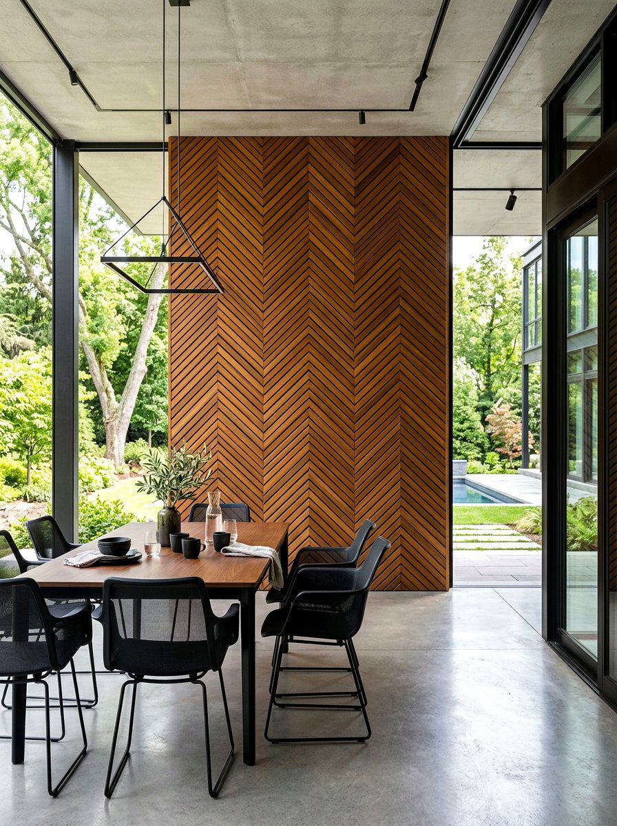 Chevron wood slat design - 30 porch slat wall ideas