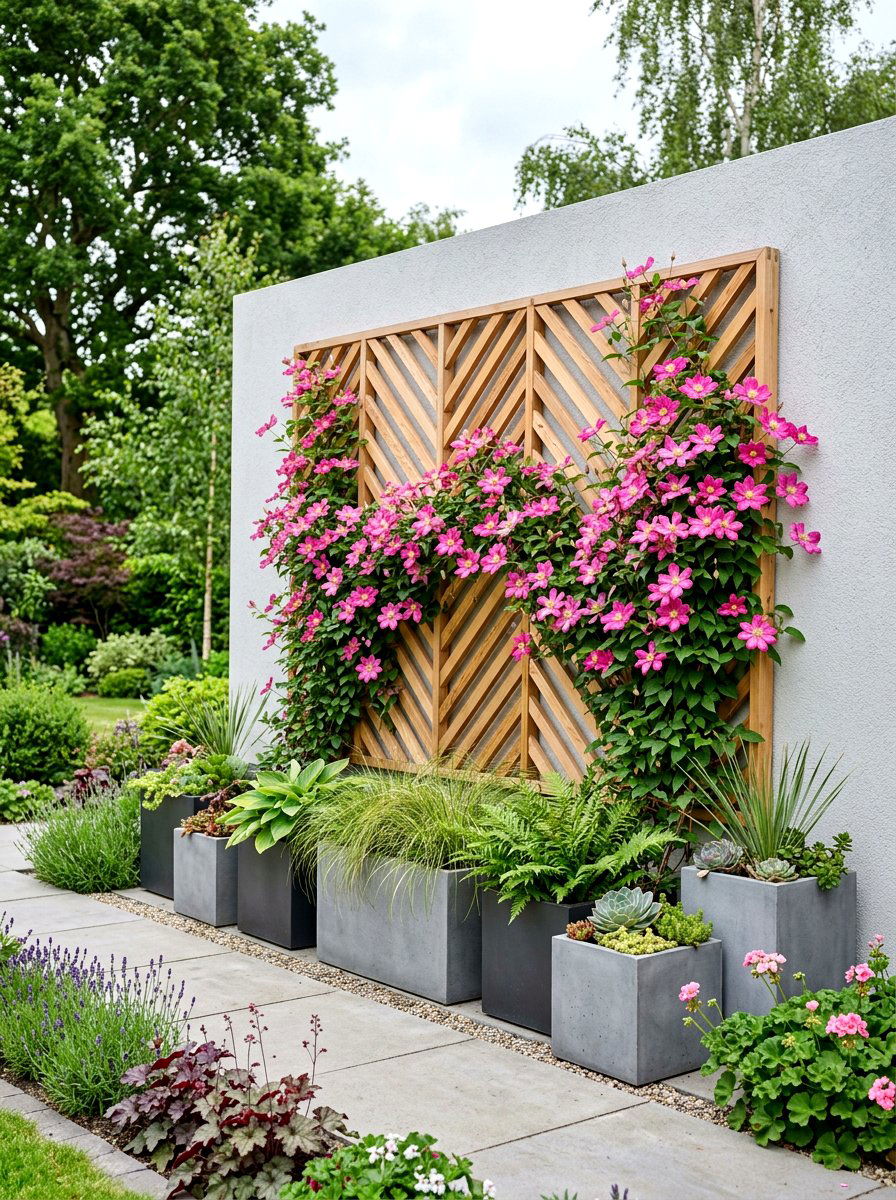 Chevron wood trellis - 30 clematis trellis ideas