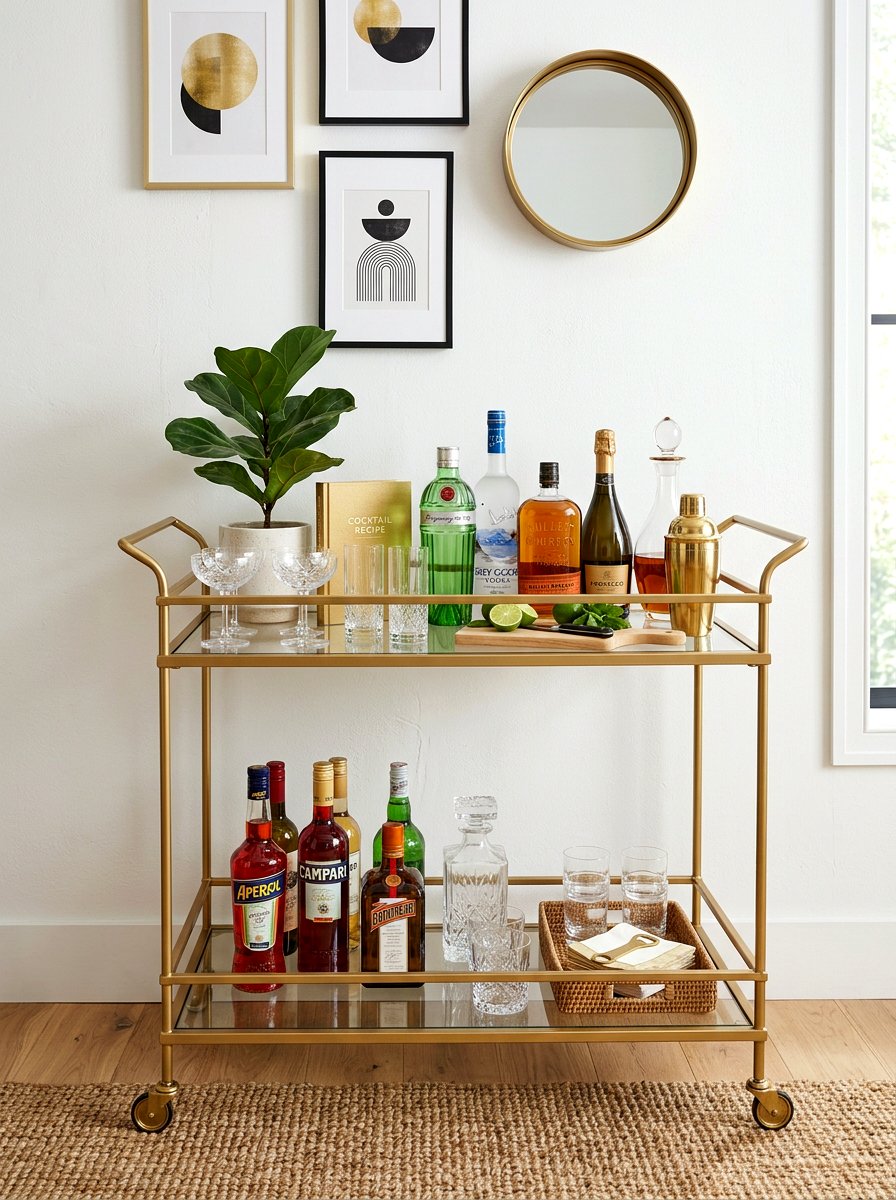 Chic Bar Cart - 30 first apartment ideas