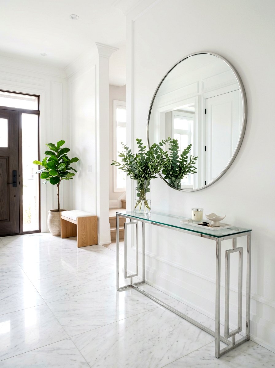 Chic Entryway Chrome Console - 30 chrome accent furniture ideas