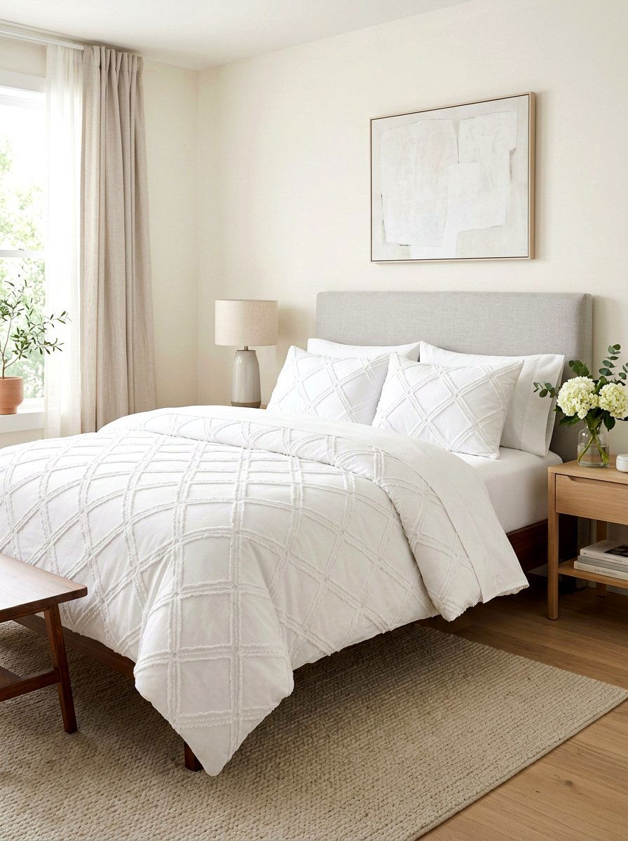 Chic tufted white bedding - 30 tailored bedding ideas
