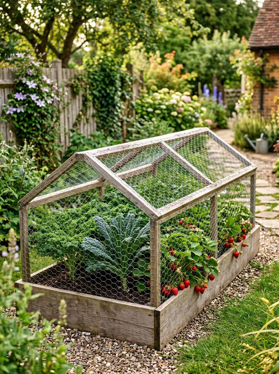 Chicken Wire Garden Bed Cover - 30 raised bed fence ideas