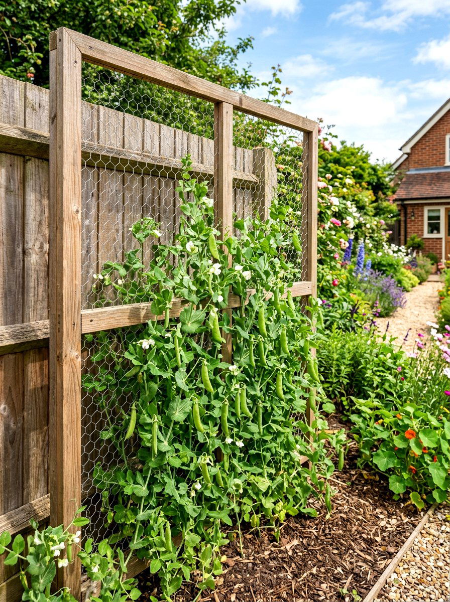 Chicken Wire Panel - 30 vegetable garden trellis ideas