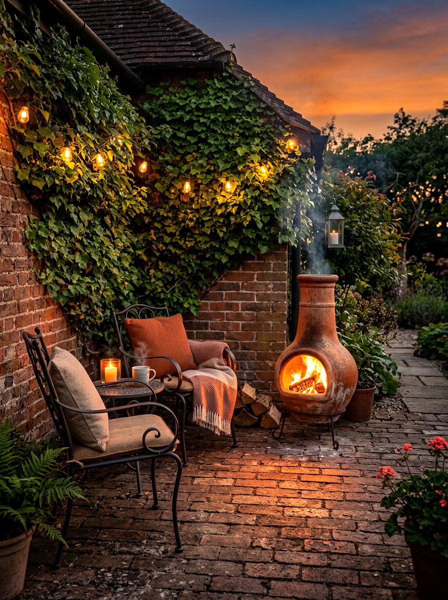 Chiminea patio - 30 twilight patio decor ideas