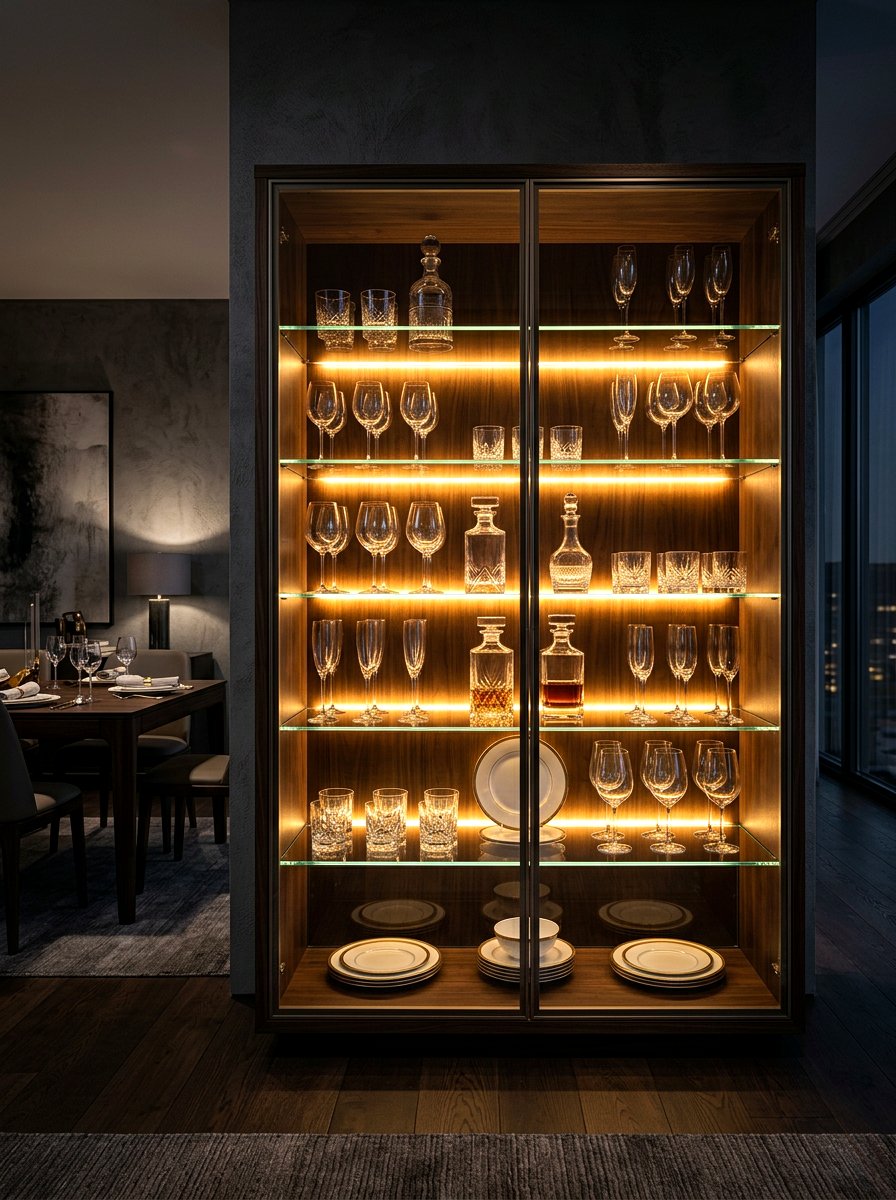 China cabinet LED lighting - 30 china cabinet makeover ideas