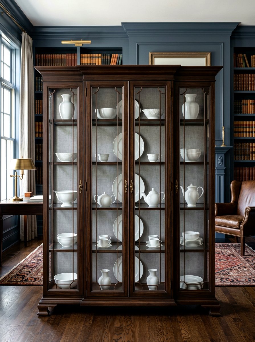 China cabinet fabric back - 30 china cabinet makeover ideas