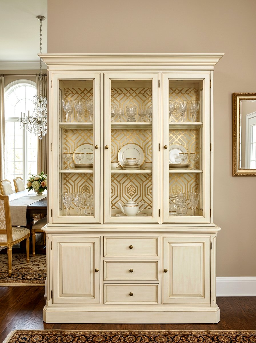 China cabinet stencil - 30 china cabinet makeover ideas