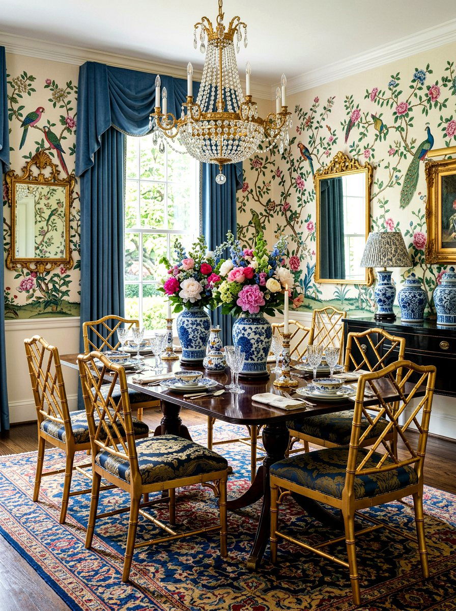 Chinoiserie Dining Room - 30 tea party dining room ideas