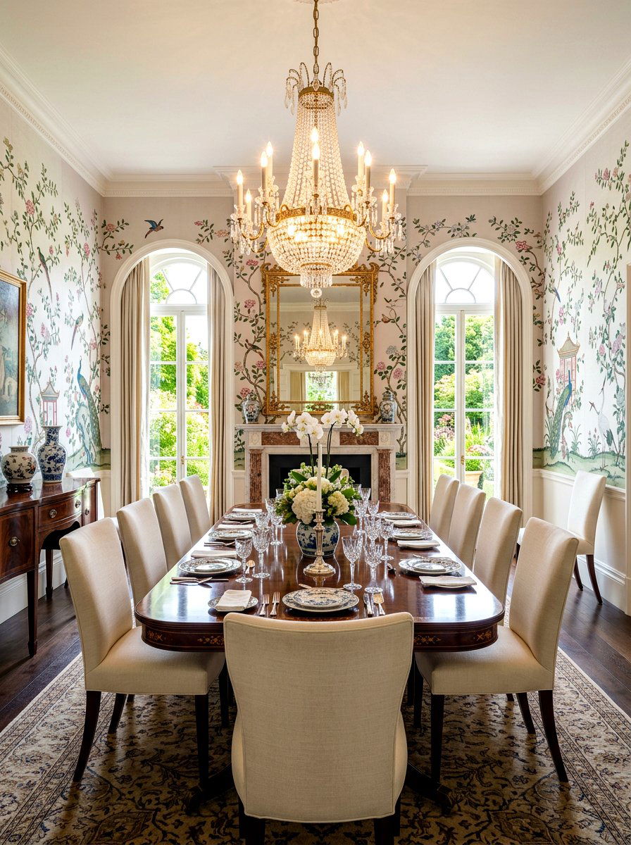 Chinoiserie Garden Dining Room Wallpaper - 30 spring floral wallpaper ideas