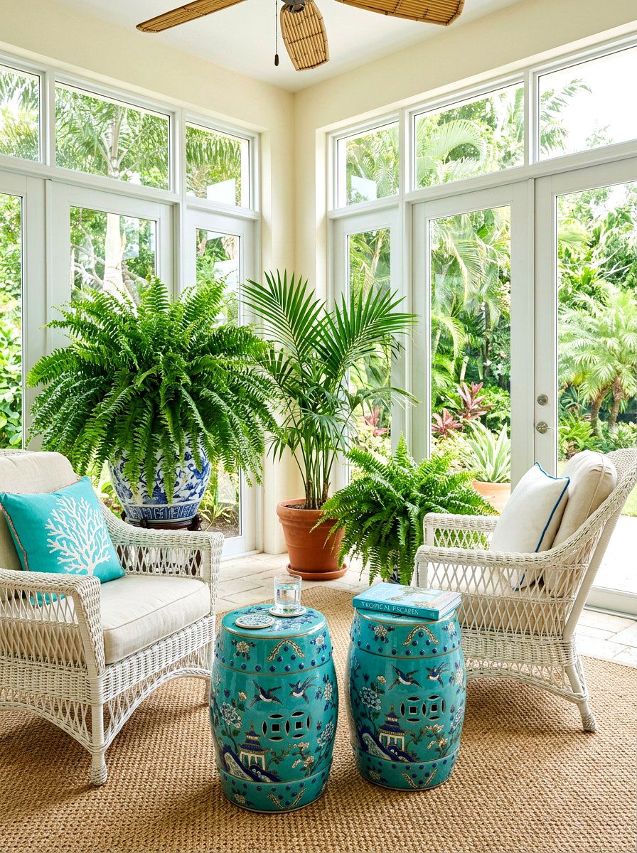 Chinoiserie Garden Stool - 30 palm beach decor ideas