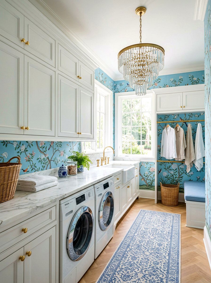 Chinoiserie Laundry Room Wallpaper - 30 laundry room wallpaper ideas