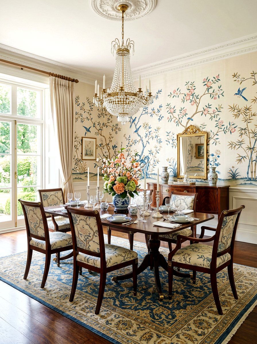 Chinoiserie Style Mural Wallpaper - 30 renter friendly wallpaper ideas aesthetic