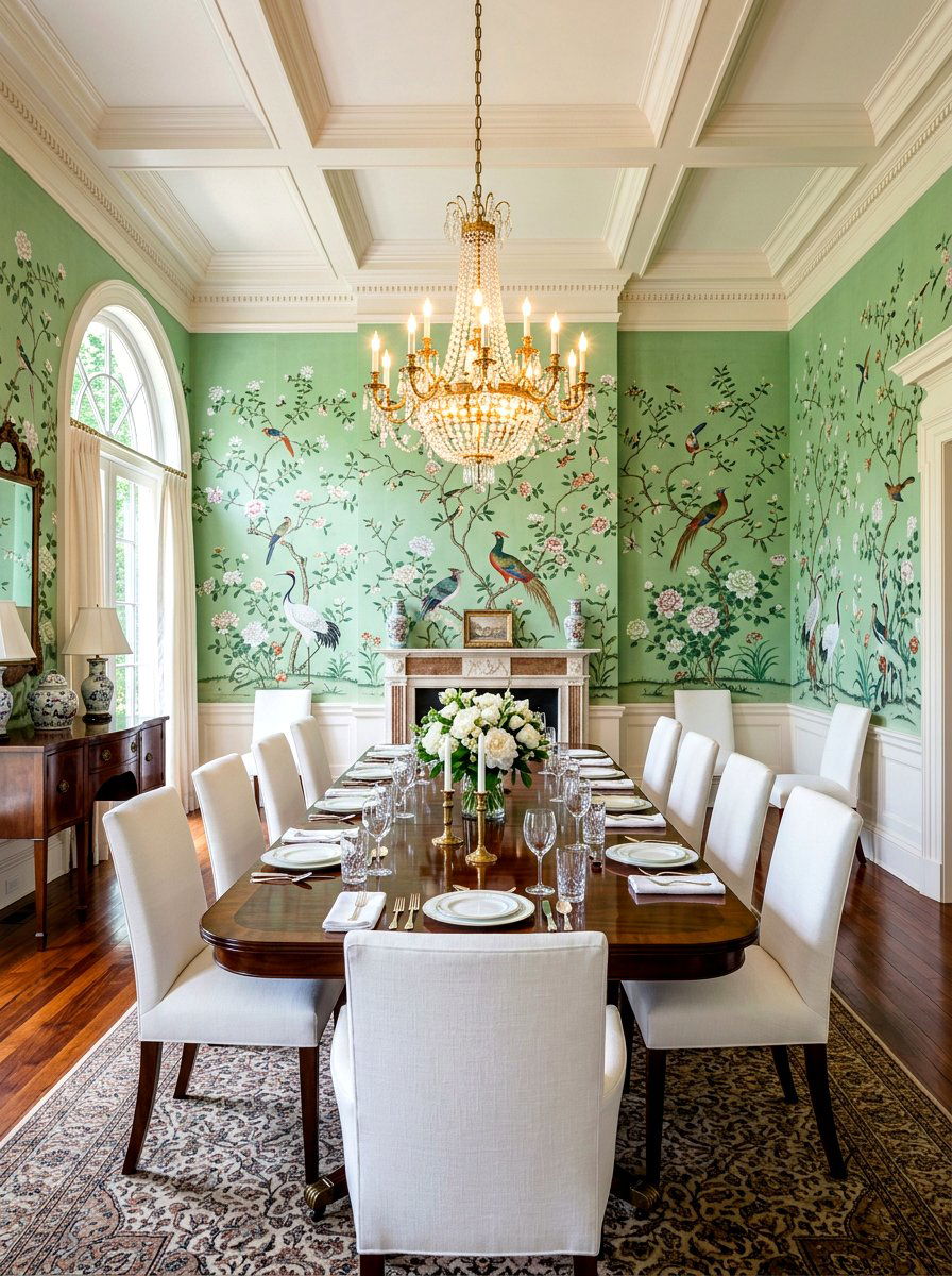 Chinoiserie Wallpaper Dining Room - 30 southern prep decor ideas