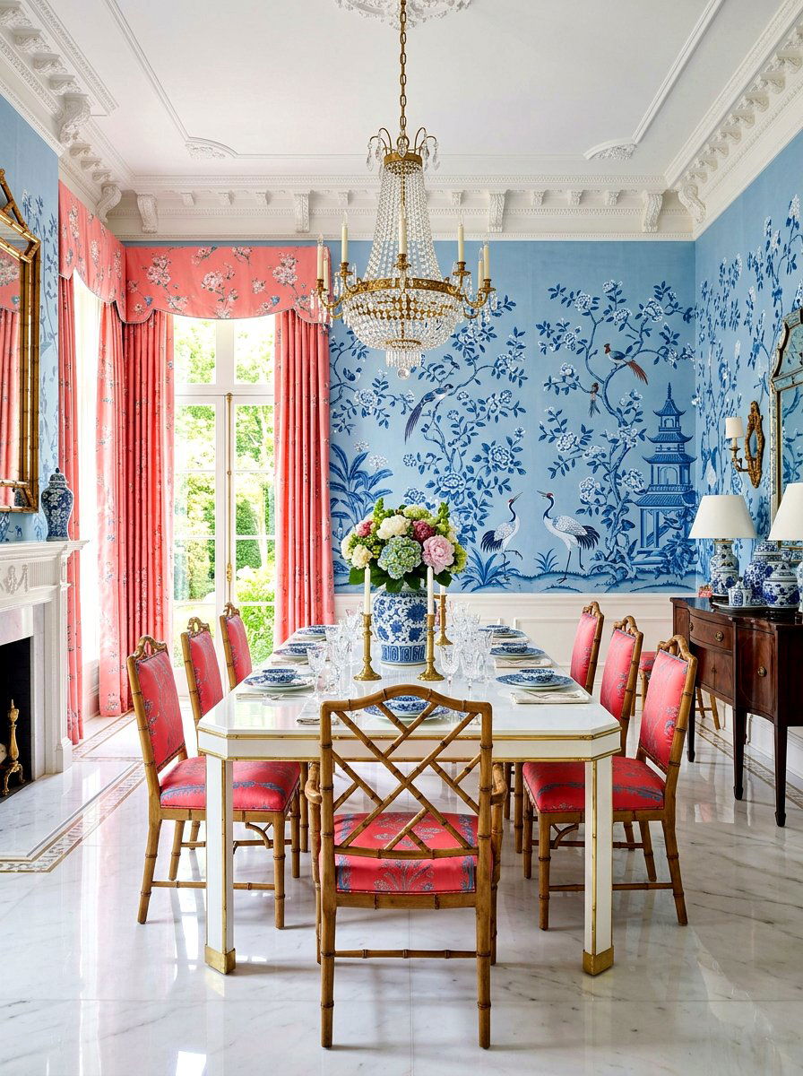 Chinoiserie Wallpaper - 30 floral dining wallpaper ideas