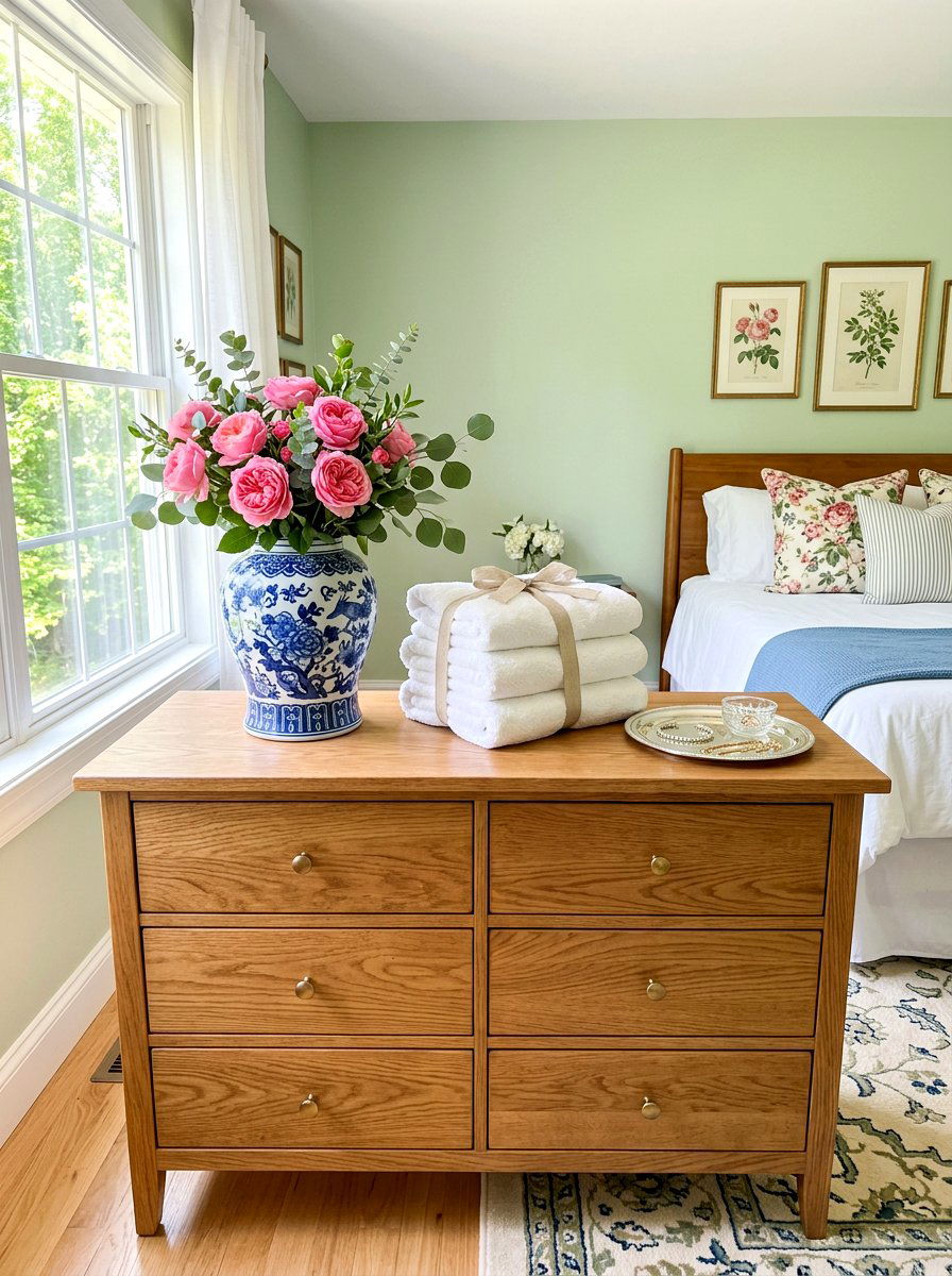 Chinoiserie ginger jar guest room dresser - 30 blue and white ginger jar decor ideas