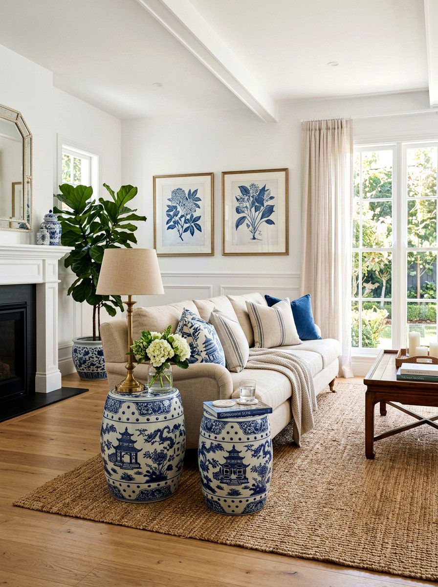Chinoiserie living room accents - 30 coastal grandmother decor ideas