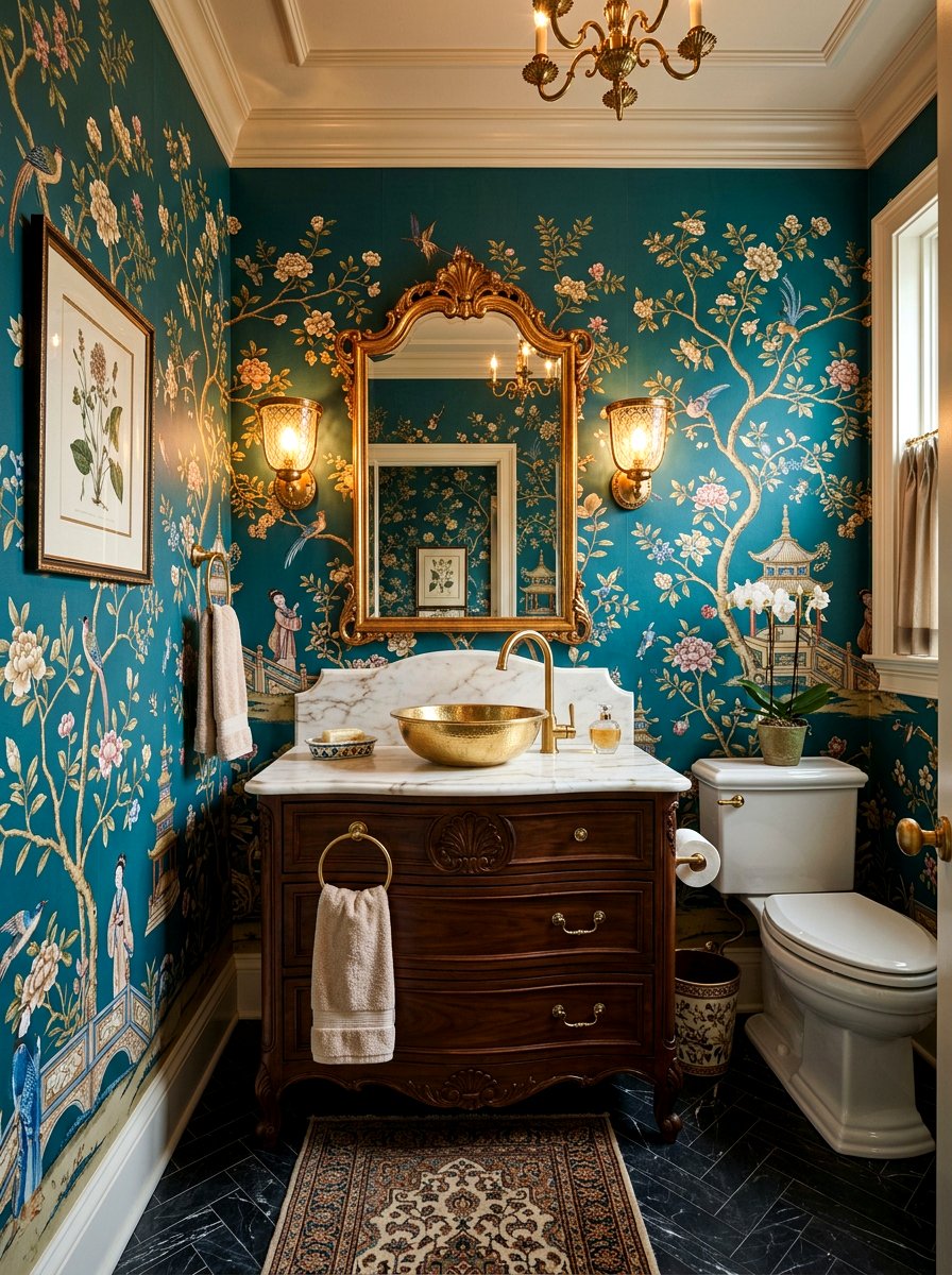 Chinoiserie powder rooms - 30 chinoiserie decor ideas