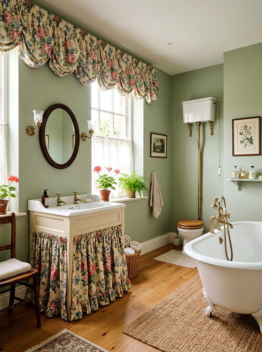 Chintz Fabric Decor - 30 vintage floral bathroom ideas