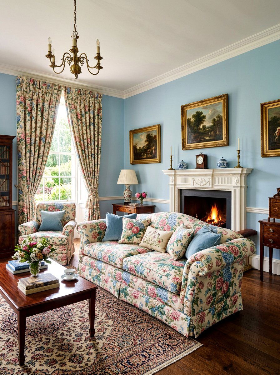Chintz Living Room Upholstery - 30 grandmillennial decor ideas