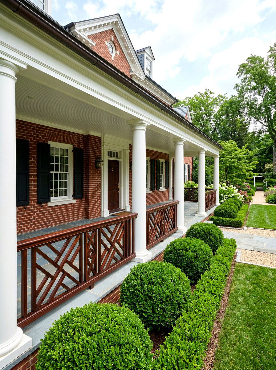 Chippendale Wood Railing - 30 front porch railing ideas