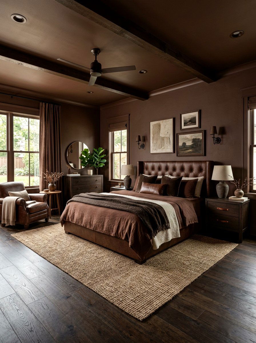 Chocolate Brown Bedroom - 30 color drenched bedroom ideas