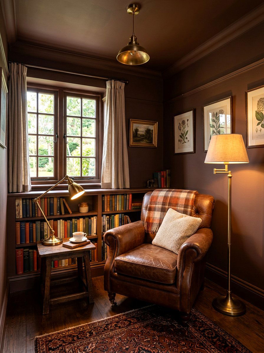 Chocolate Brown Cozy Snug - 30 color drenched small room ideas