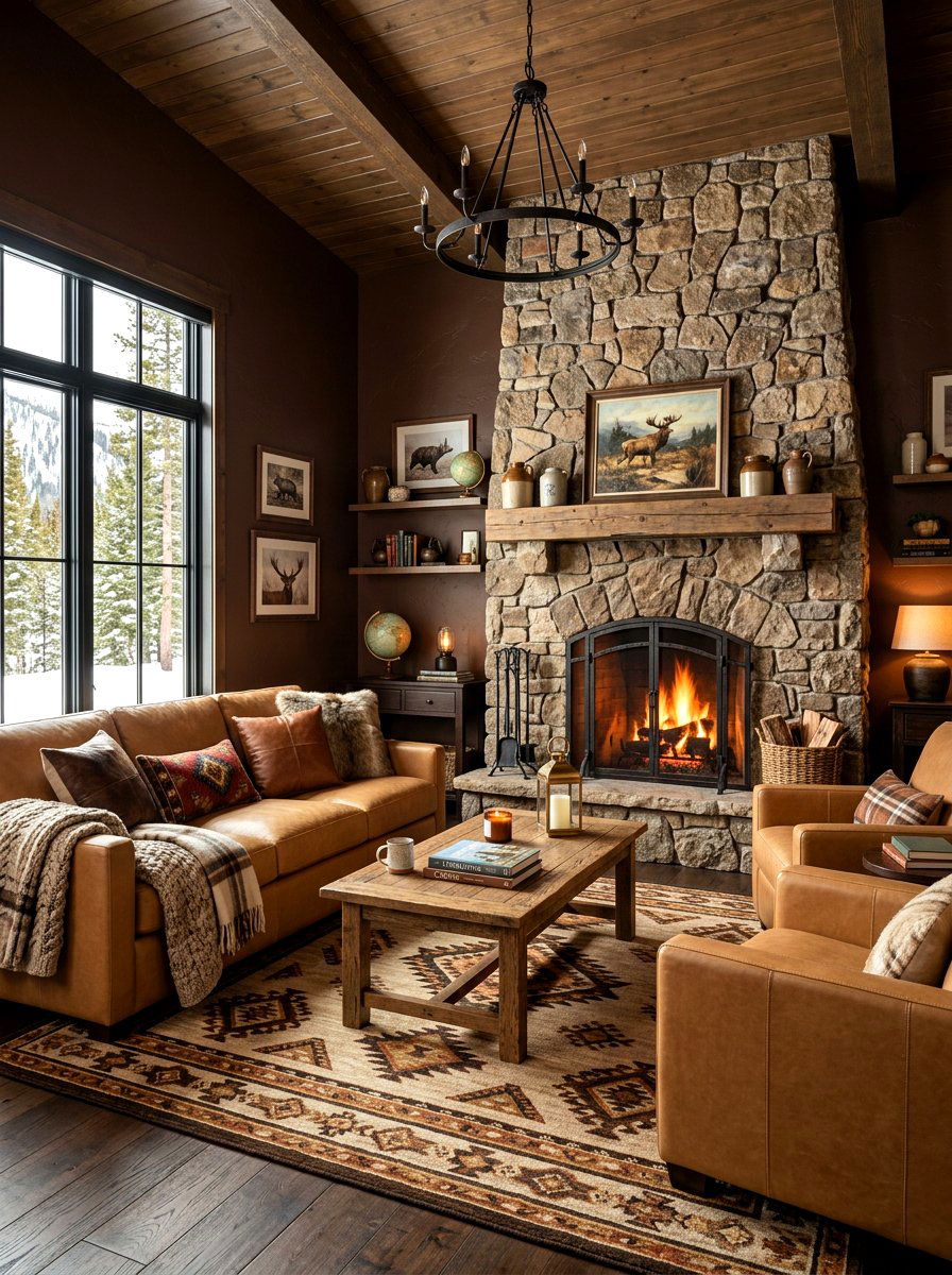 Chocolate Brown Den - 30 tiny room big color ideas