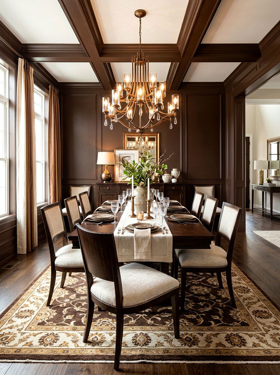Chocolate Brown Dining Room - 30 dining room color ideas