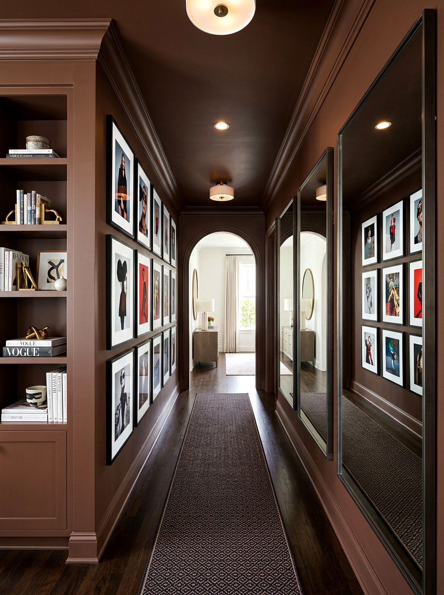 Chocolate Brown Hallway - 30 color drenched hallway ideas