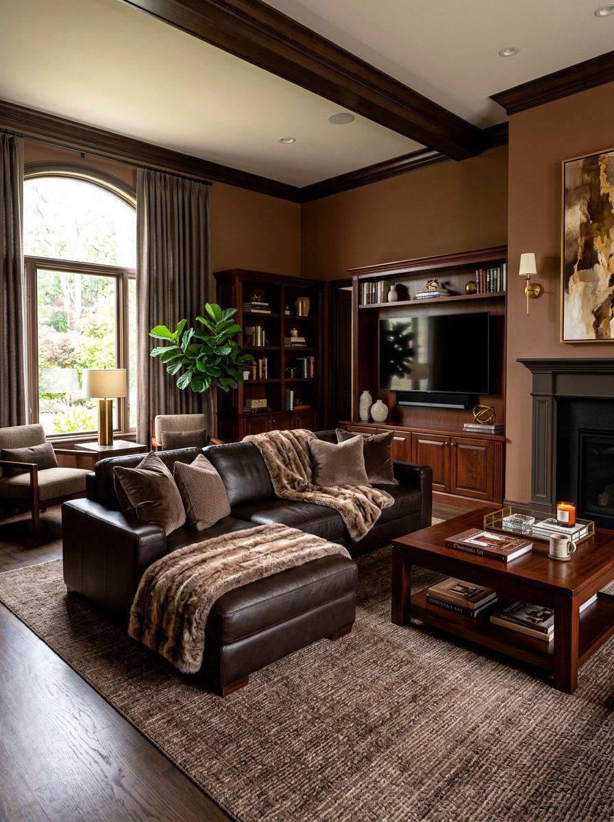 Chocolate Brown Living Room - 30 tonal living room ideas
