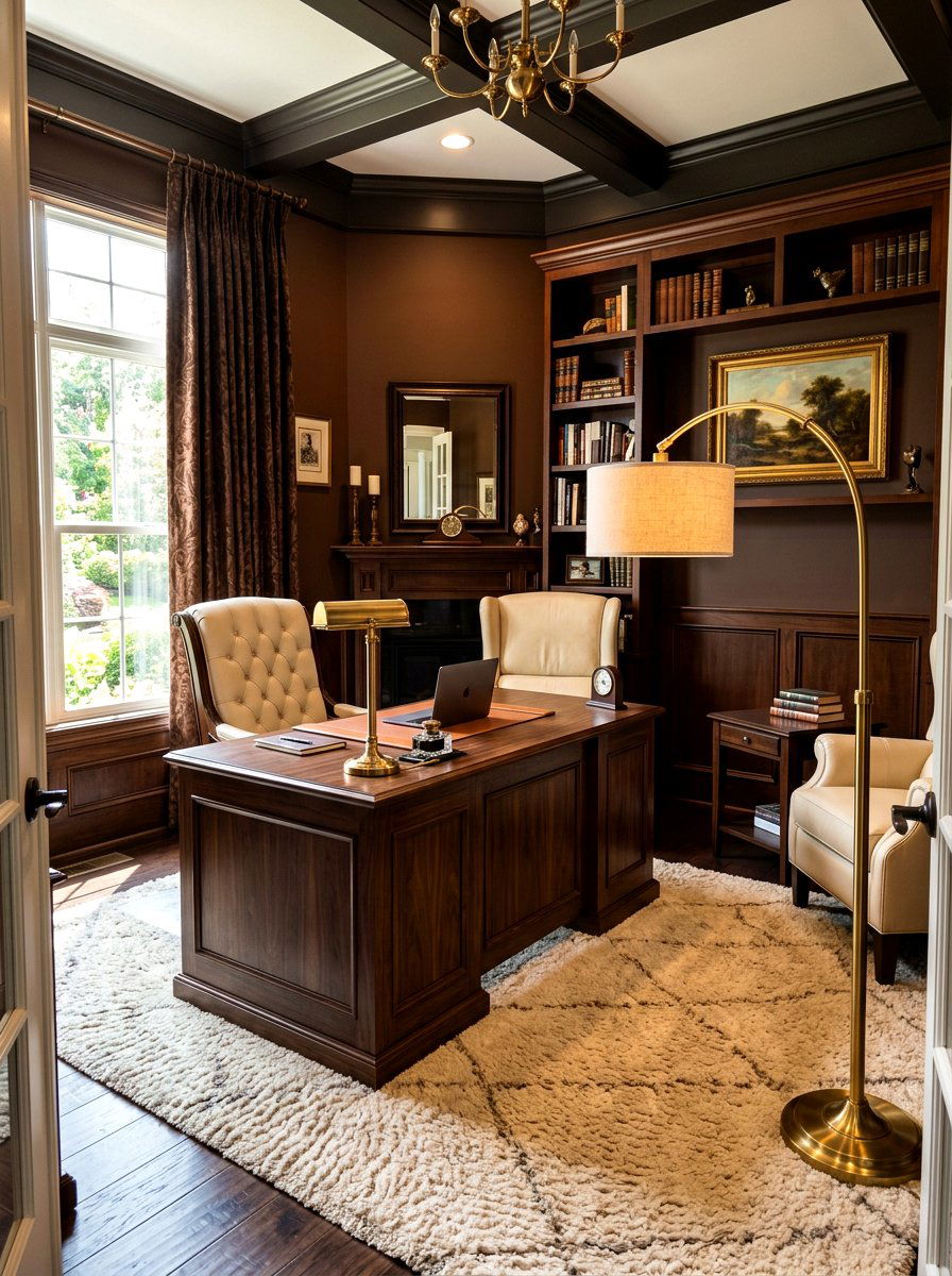 Chocolate Brown Office - 30 office accent paint ideas