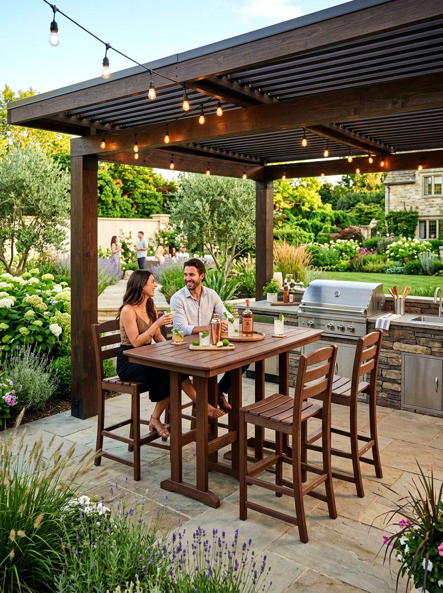 Chocolate Brown Outdoor Bar Station - 30 cocoa patio furniture ideas