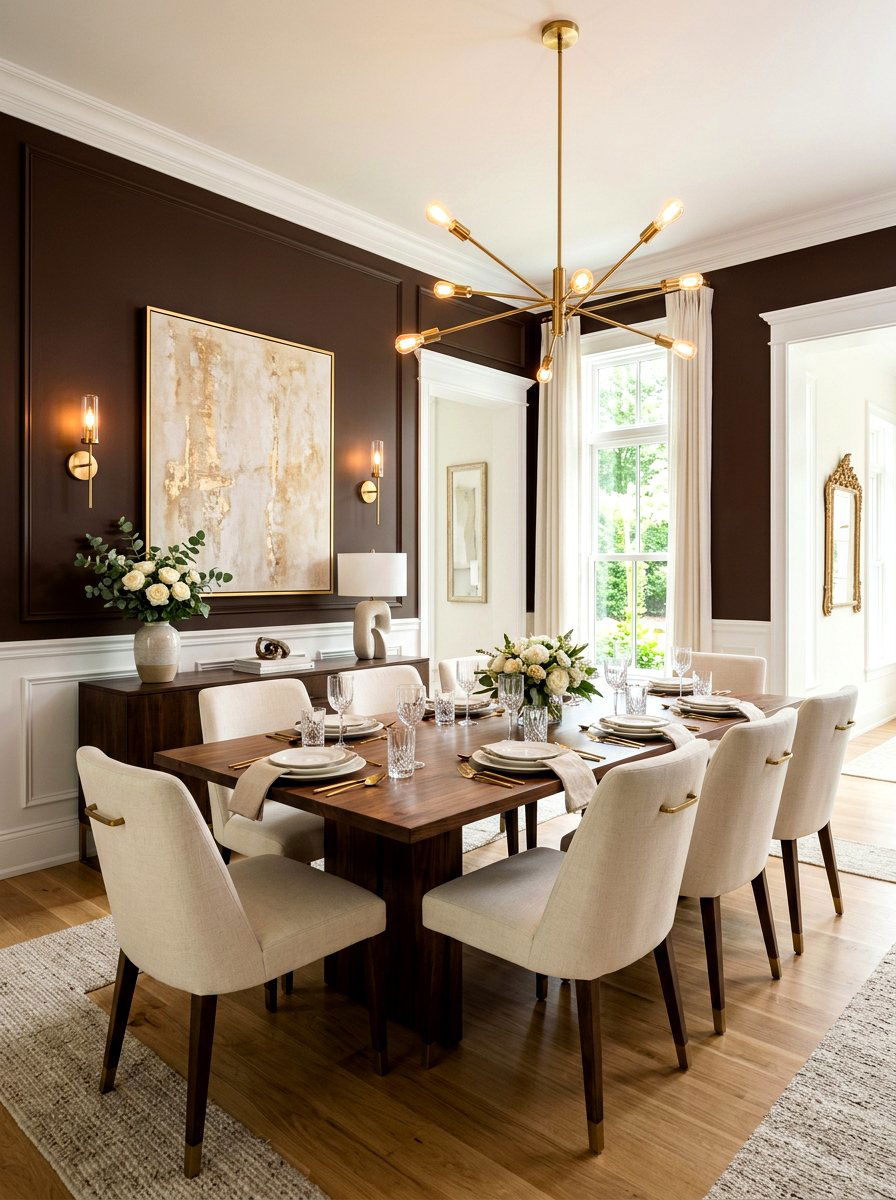 Chocolate Brown Walls - 30 brown dining room decor ideas