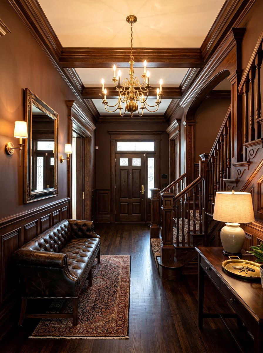 Chocolate Brown Wood Trim - 30 trim drenched foyer ideas