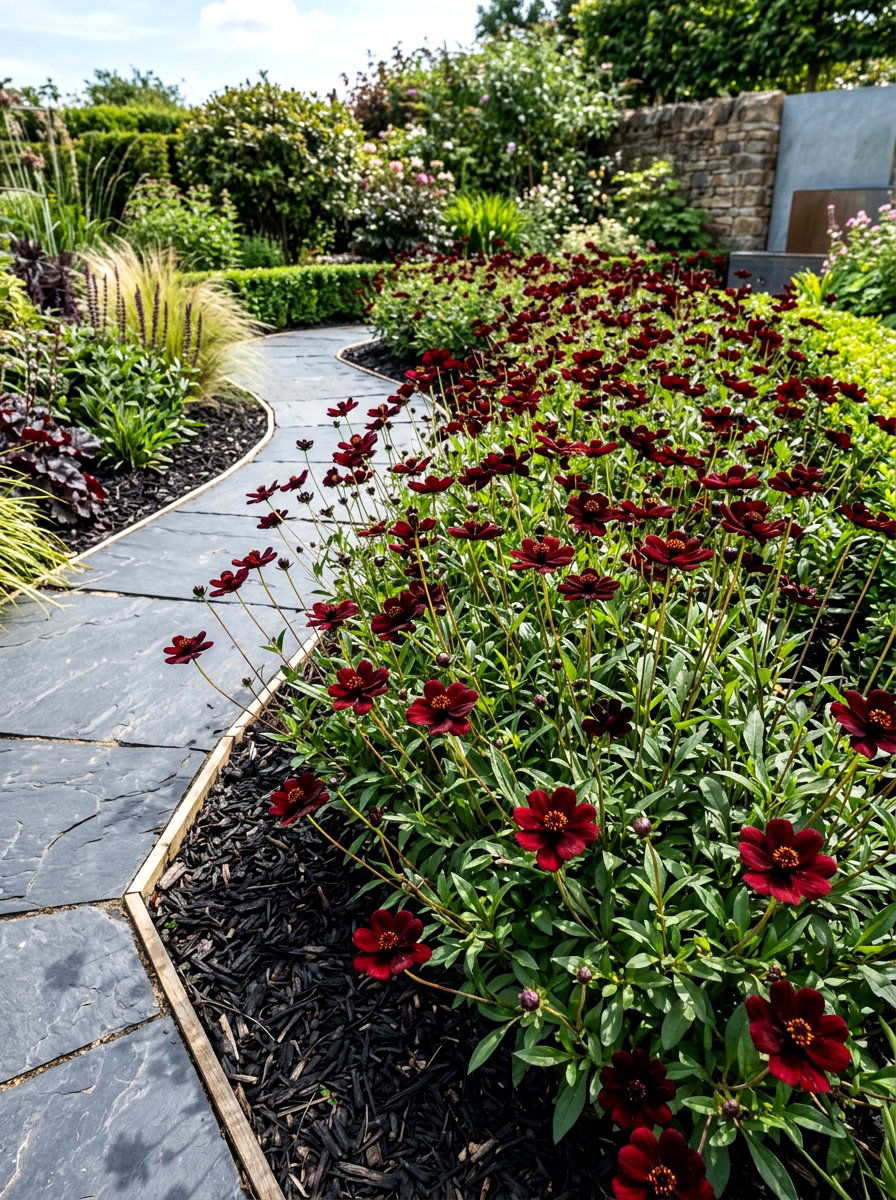 Chocolate Cosmos Bed - 30 fragrant pathway ideas