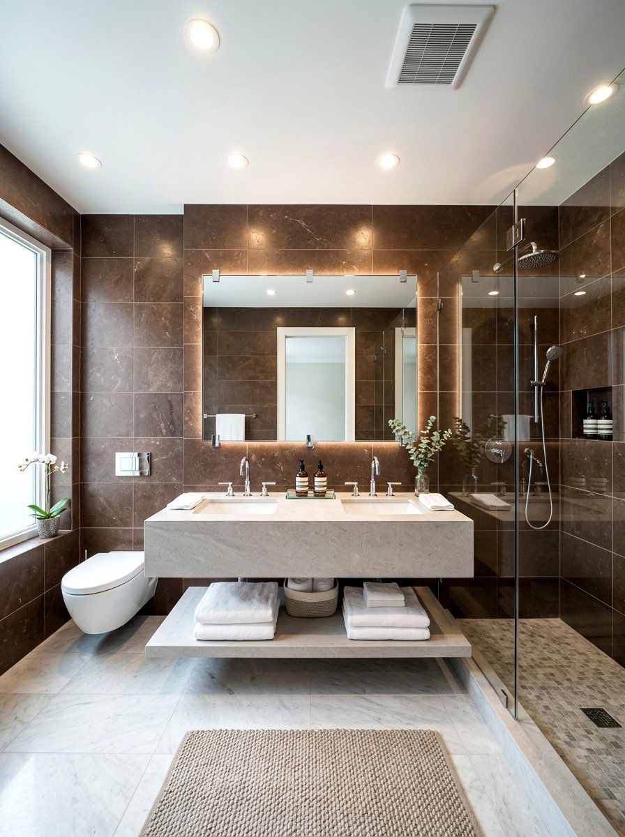 Chocolate Limestone Bathroom - 30 chocolate bathroom ideas