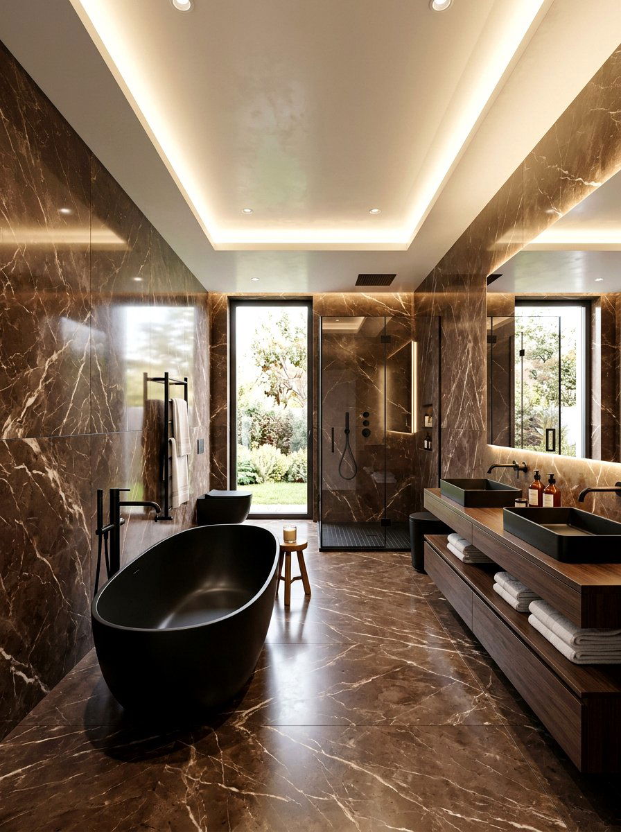 Chocolate Marble Bathroom - 30 chocolate bathroom ideas