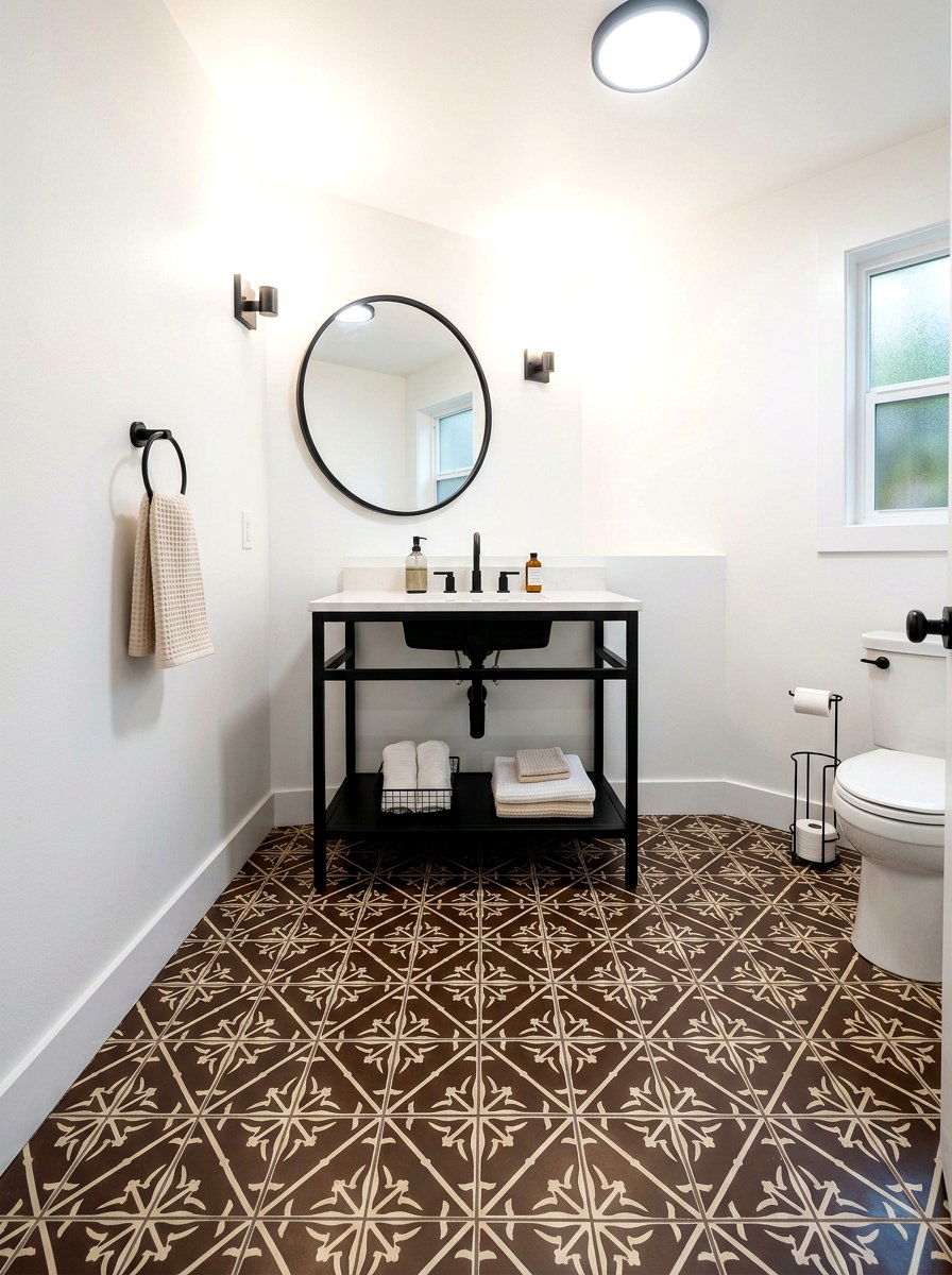 Chocolate Patterned Bathroom Tile - 30 chocolate bathroom ideas