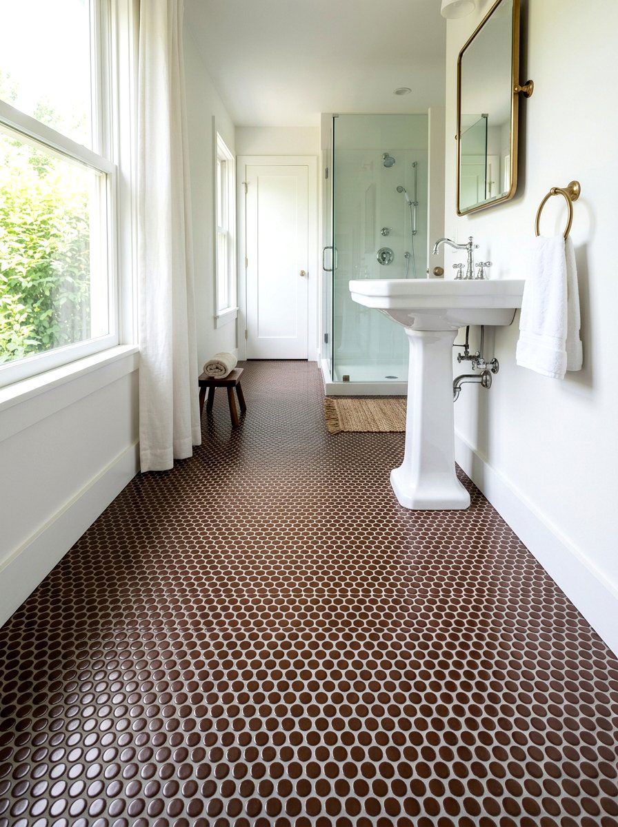 Chocolate Penny Tile Bathroom - 30 chocolate bathroom ideas