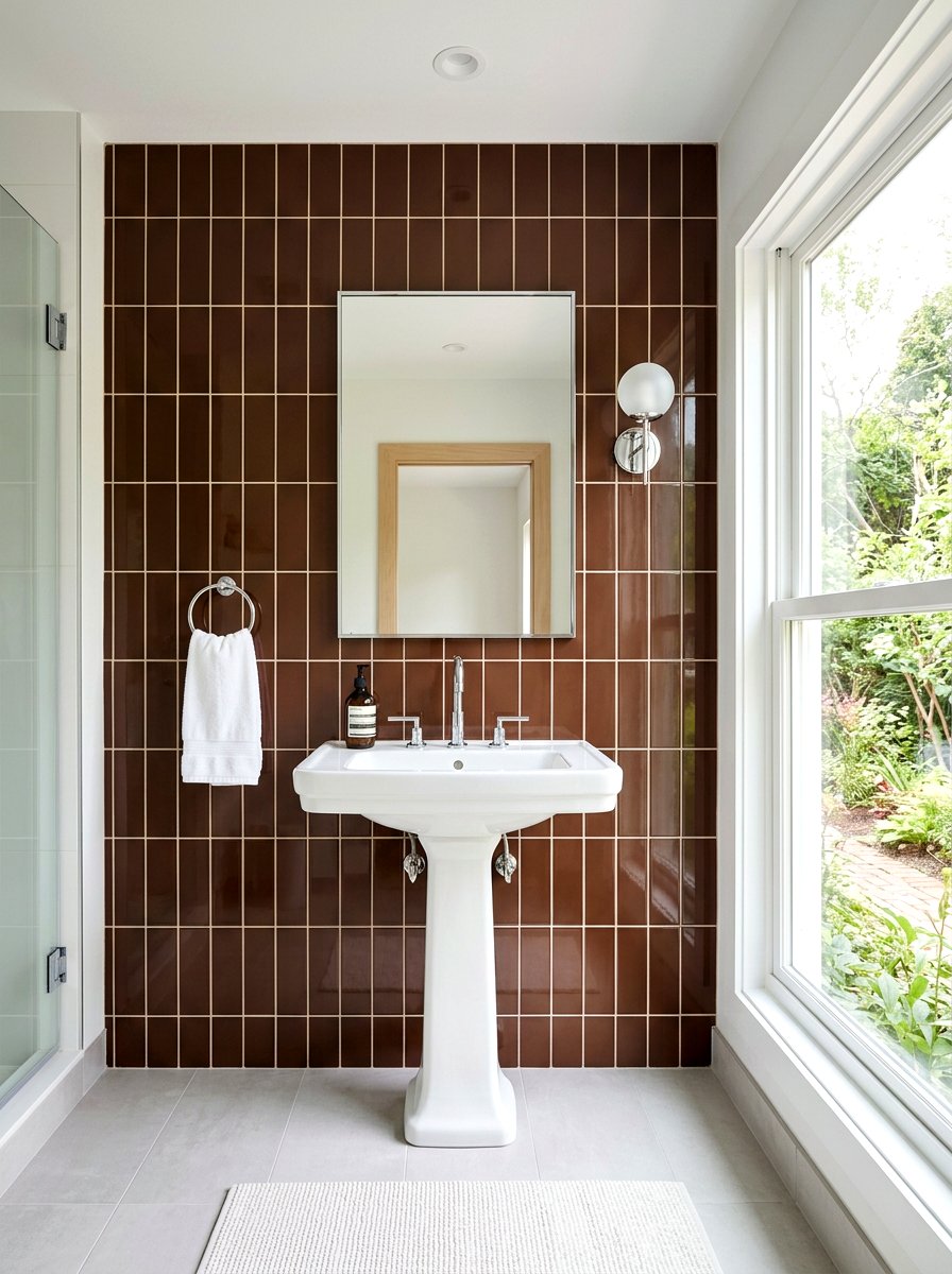 Chocolate Subway Tile Bathroom - 30 chocolate bathroom ideas