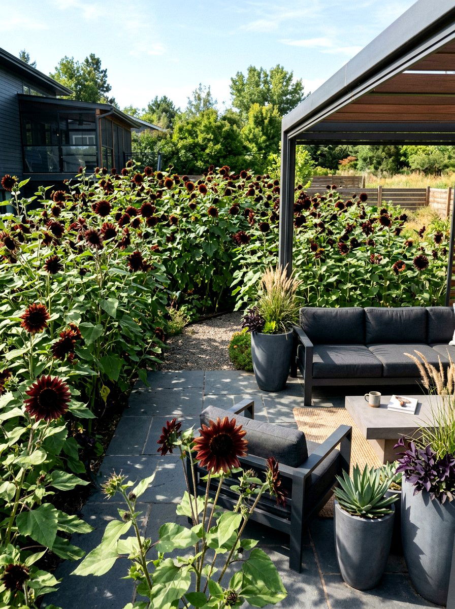Chocolate Sunflower Garden - 30 sunflower garden ideas