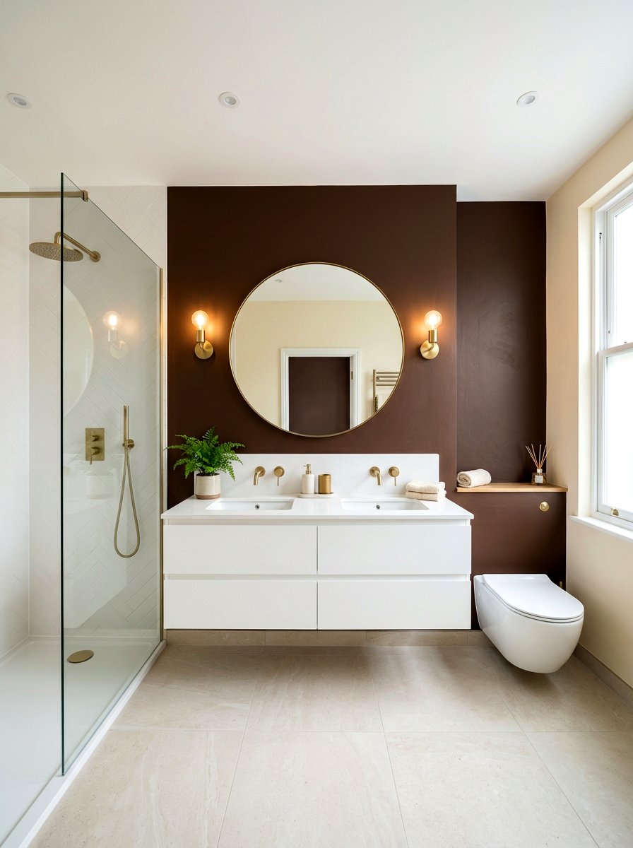 Chocolate brown accent wall bathroom - 30 chocolate brown bathroom ideas