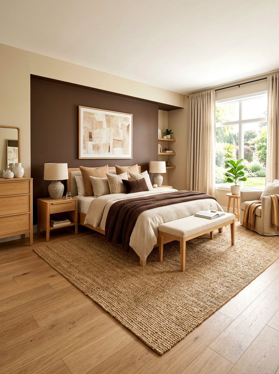 Chocolate brown and beige bedroom - 30 chocolate bedroom ideas