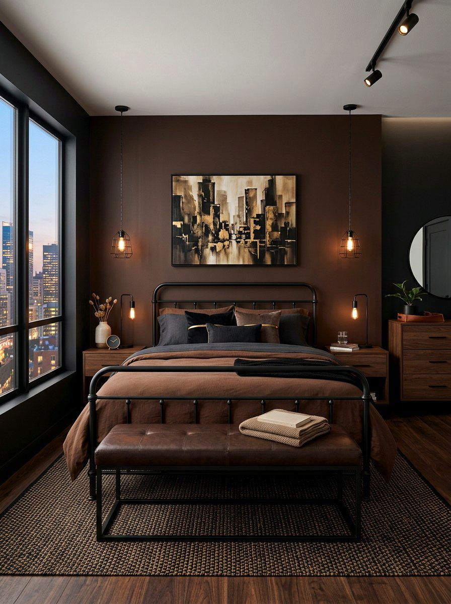 Chocolate brown and black bedroom - 30 chocolate bedroom ideas