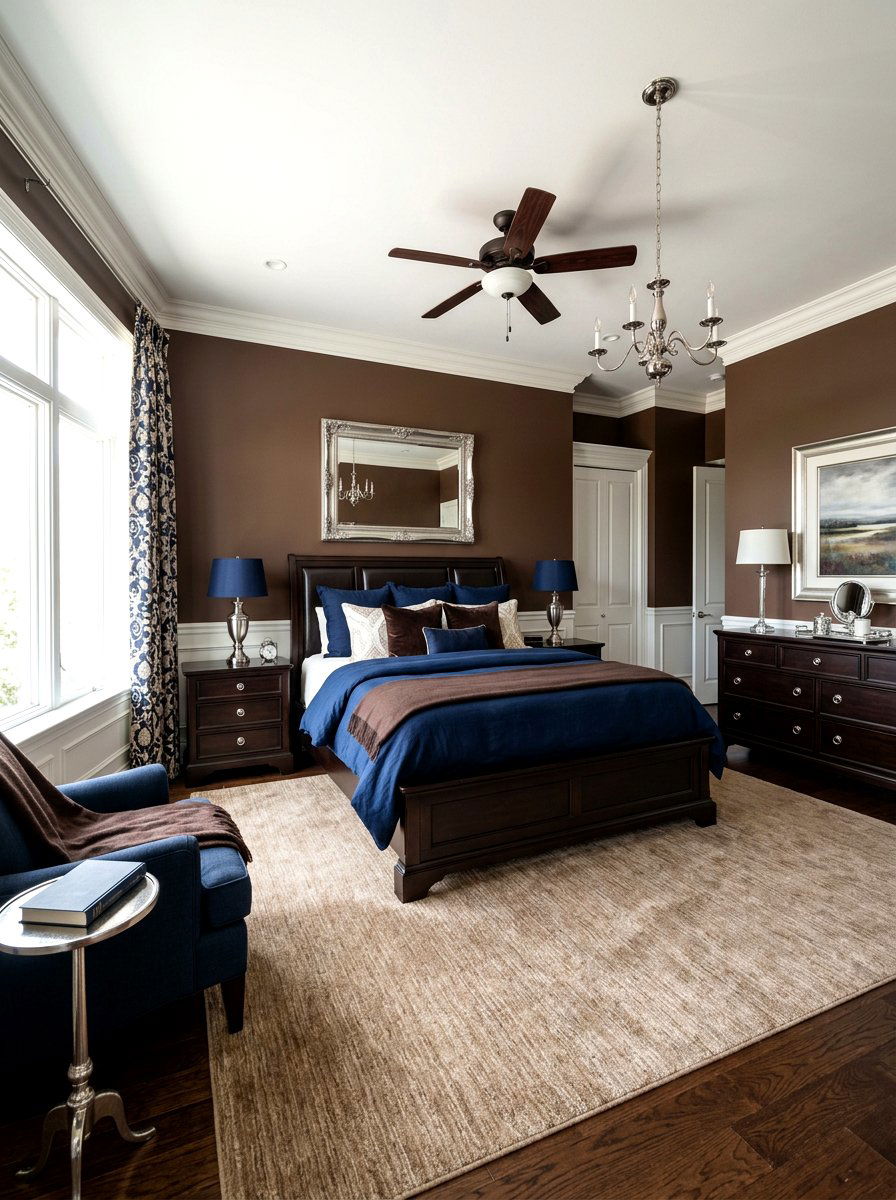 Chocolate brown and blue bedroom - 30 chocolate bedroom ideas
