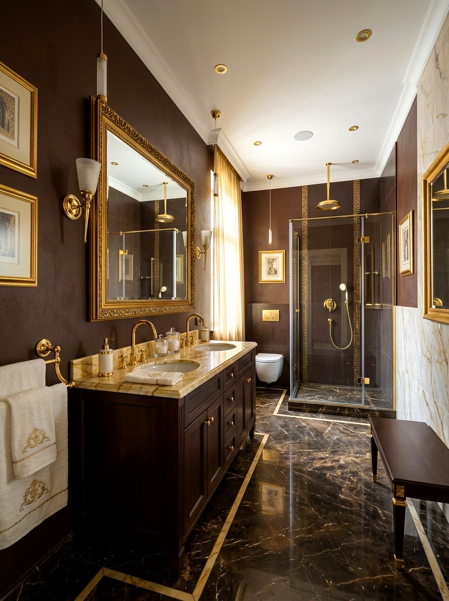 Chocolate brown and gold bathroom - 30 chocolate brown bathroom ideas
